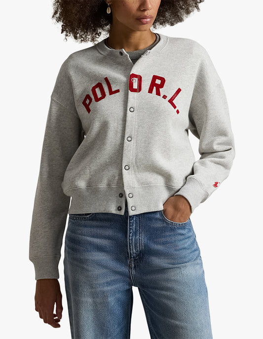 Logo Fleece Cardigan - Light Smoke Heather