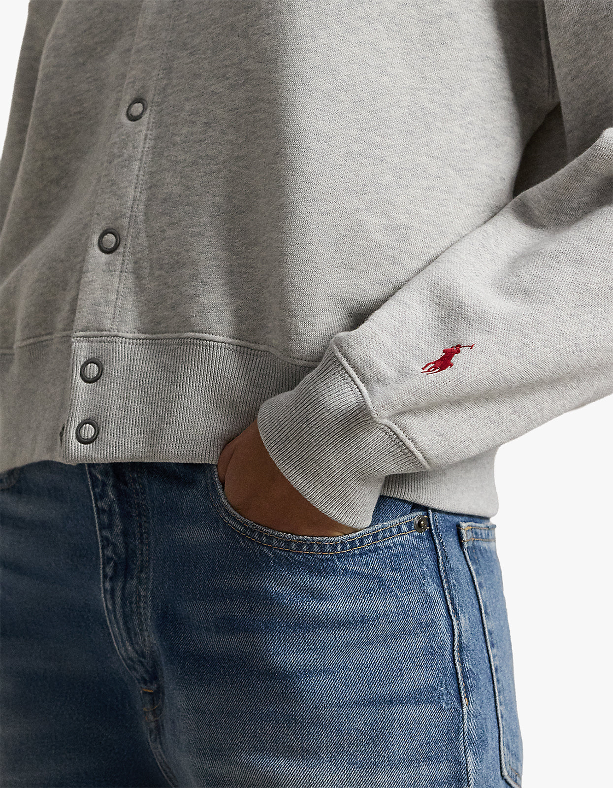 Logo Fleece Cardigan - Light Smoke Heather