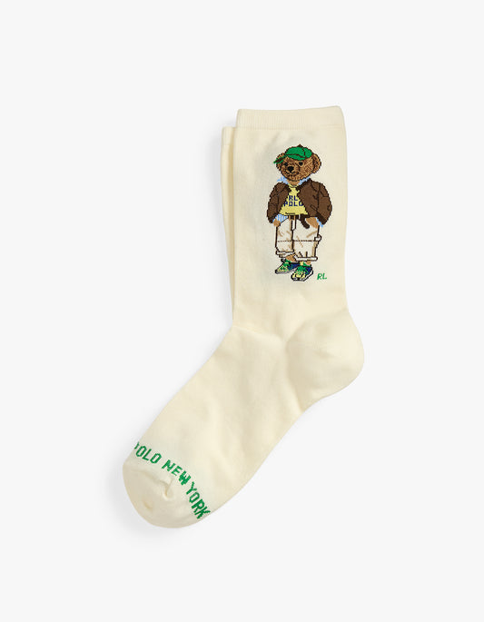 Polo Bear Cotton-Blend Crew Socks - Ivory