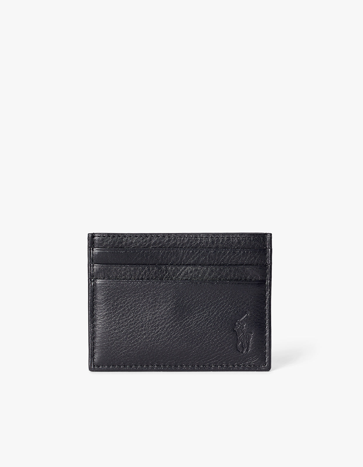 Pebbled Leather Card Case - Black