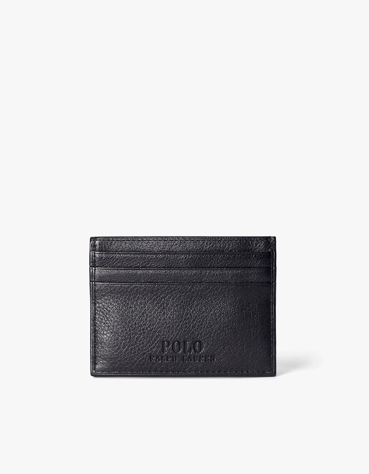 Pebbled Leather Card Case - Black