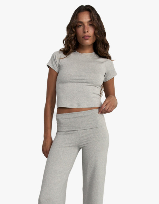 Cropped Baby Tee - Grey Marle