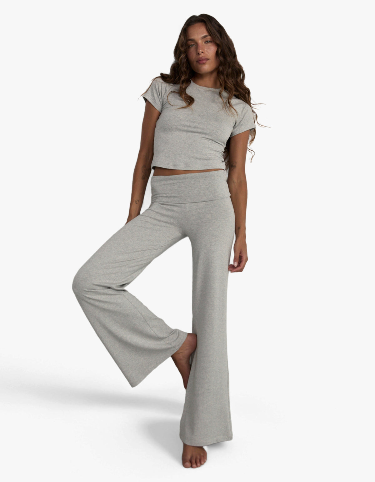 Cropped Baby Tee - Grey Marle