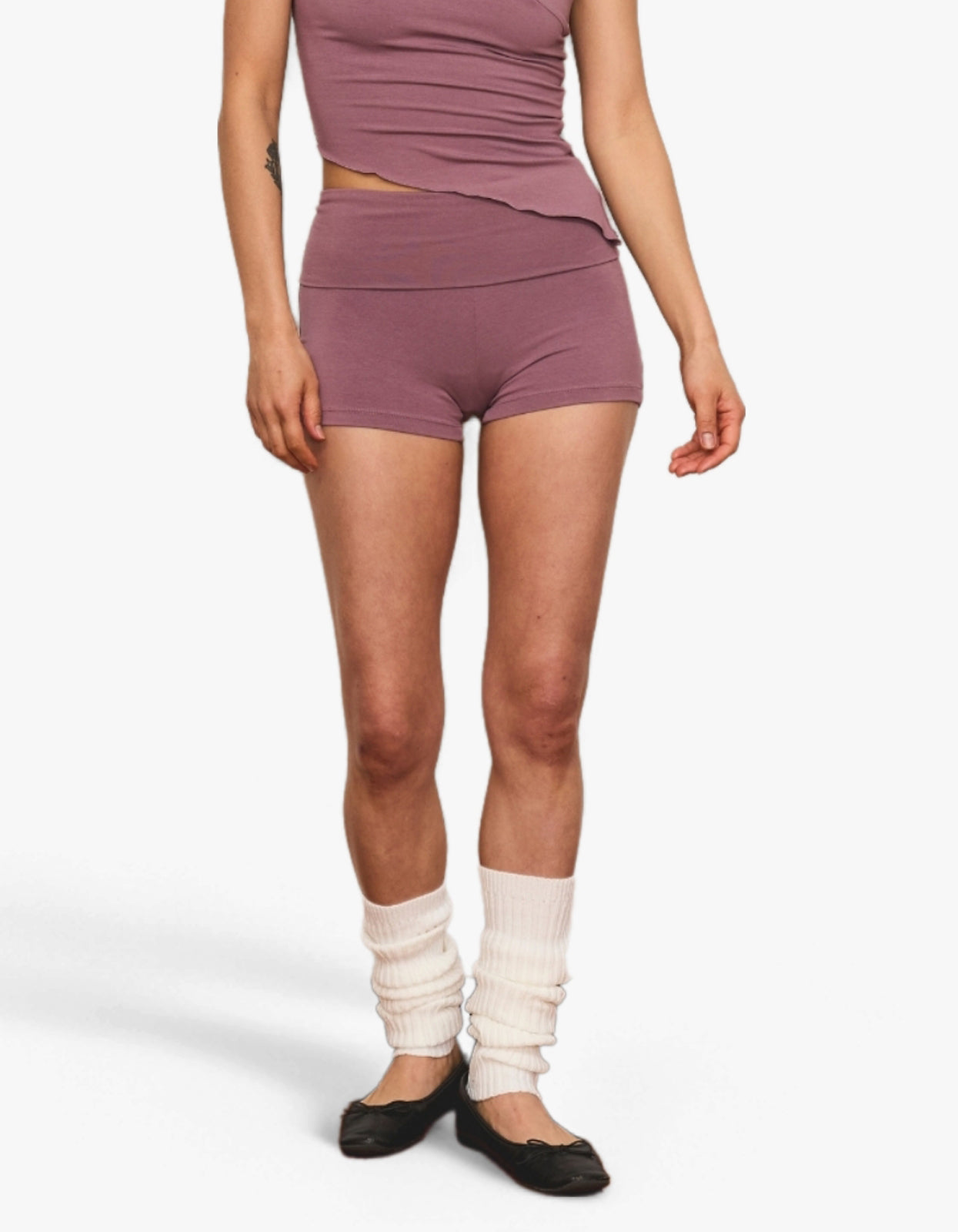 Fold Over Mini Short - Mauve