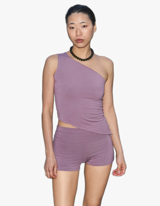 One Shoulder Asym Hem Tank - Mauve
