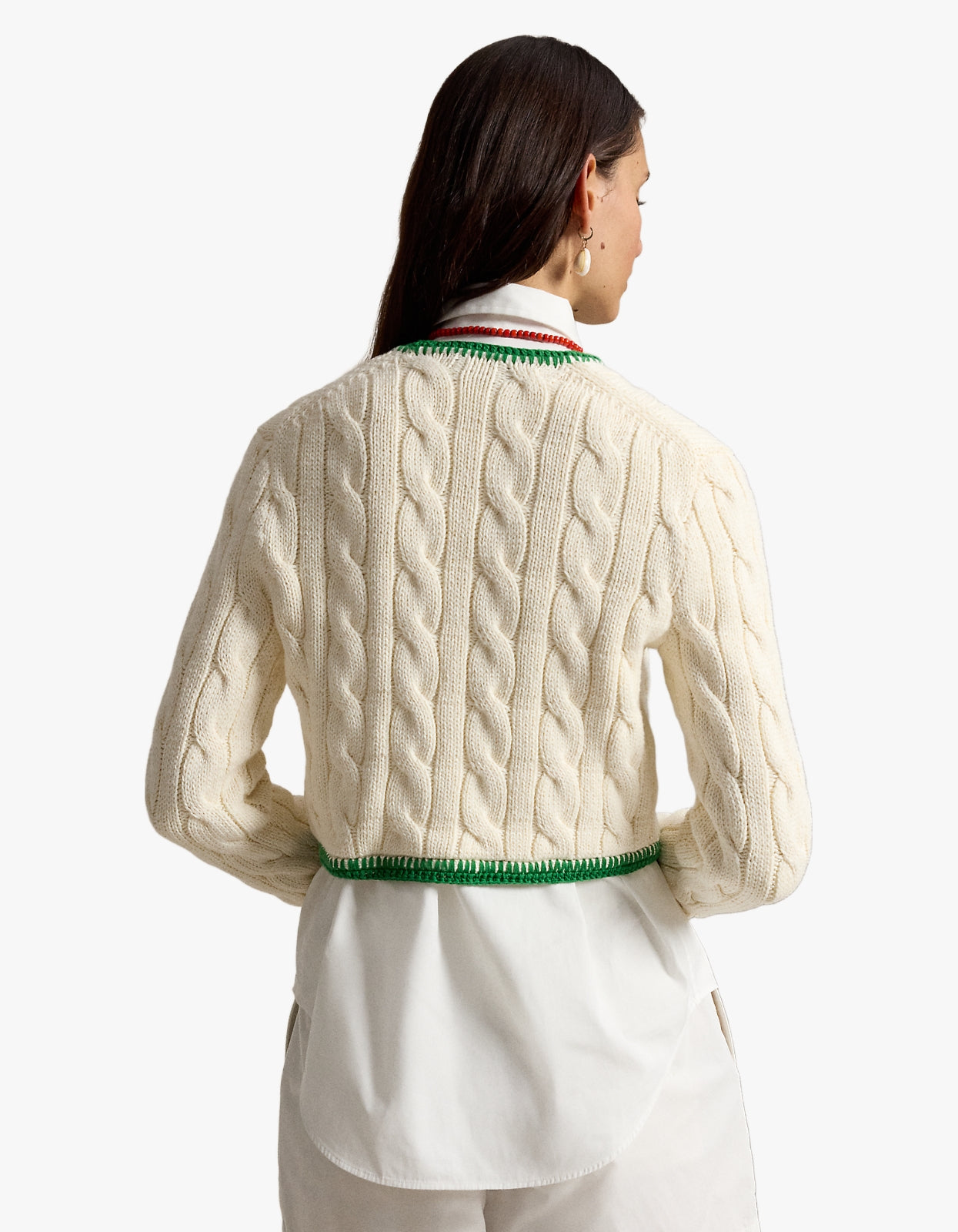 Cable-Knit Cropped Cardigan - Cricket Cream