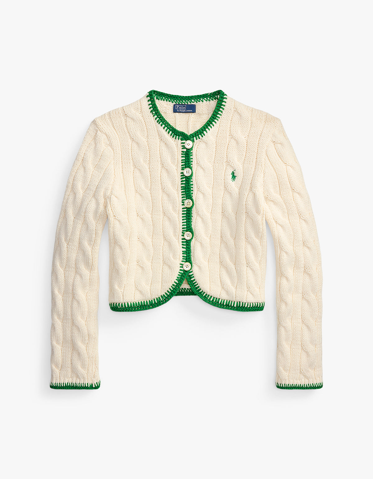 Cable-Knit Cropped Cardigan - Cricket Cream