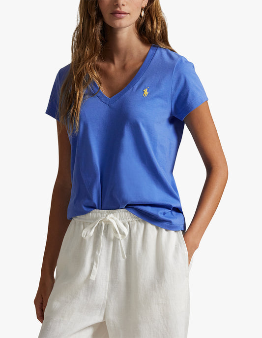 Cotton Jersey V-Neck Tee - Baby Blue