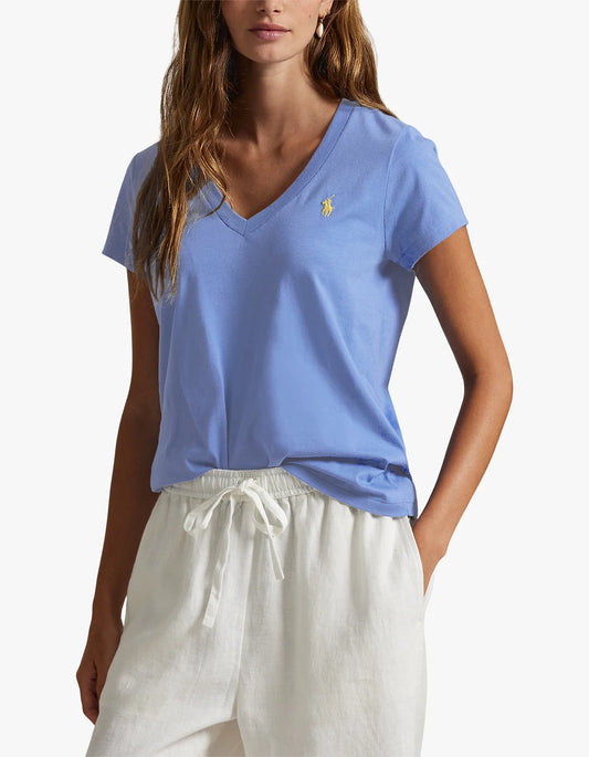 Cotton Jersey V-Neck Tee - Baby Blue