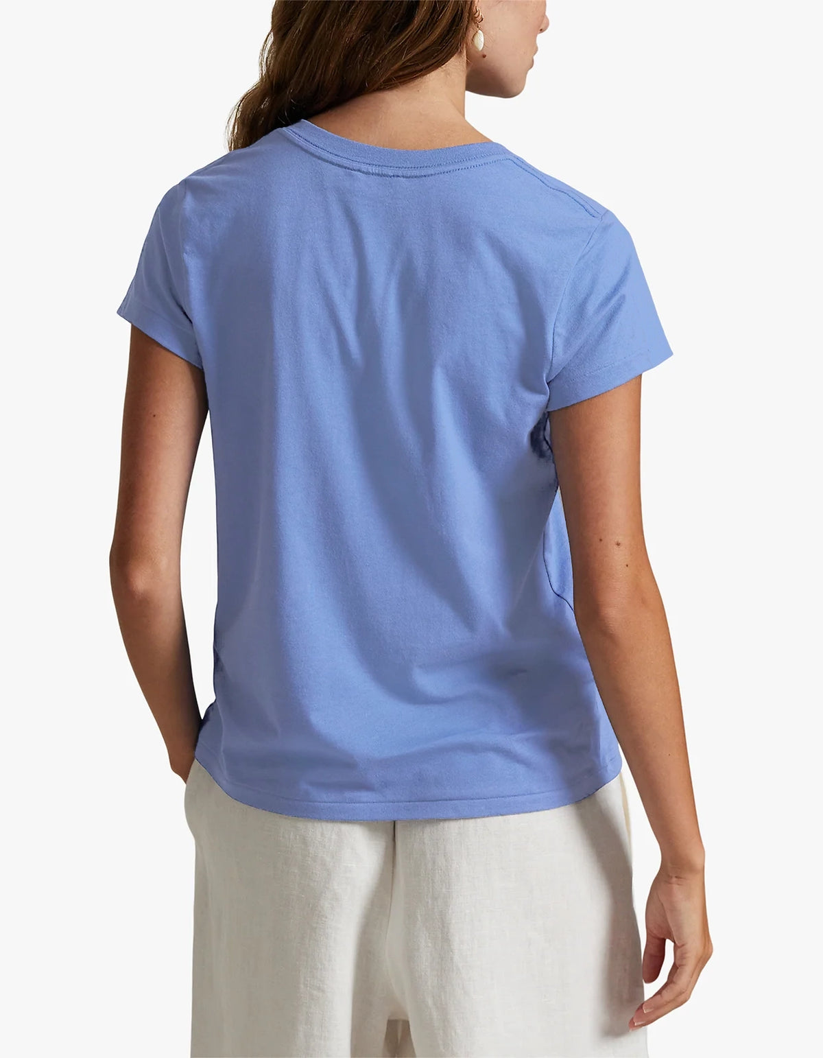 Cotton Jersey V-Neck Tee - Baby Blue