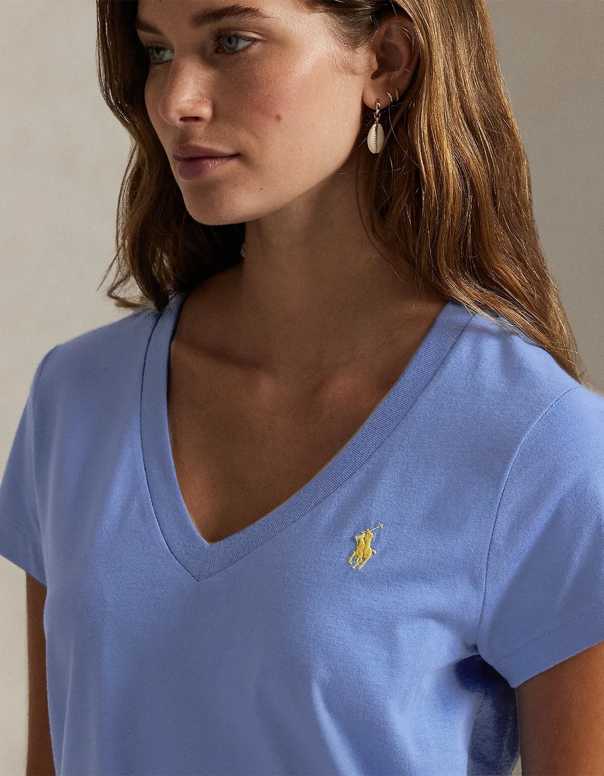 Cotton Jersey V-Neck Tee - Baby Blue