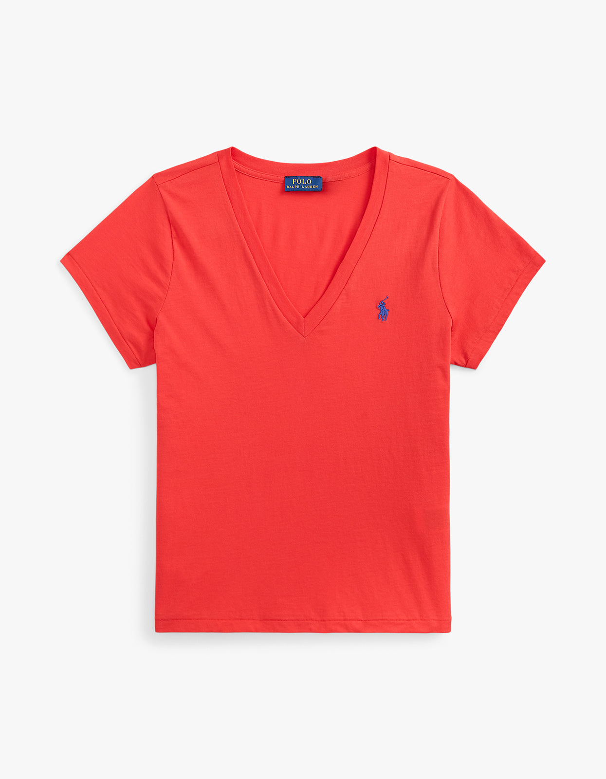 Cotton Jersey V-Neck Tee - Bright Hibiscus