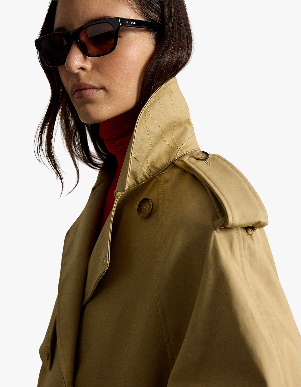 Cotton Twill Balloon Trench Coat - Khaki