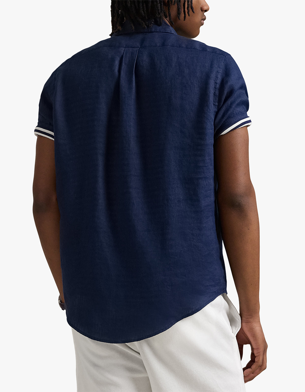 Custom Fit Linen Short Sleeve Shirt - Newport Navy