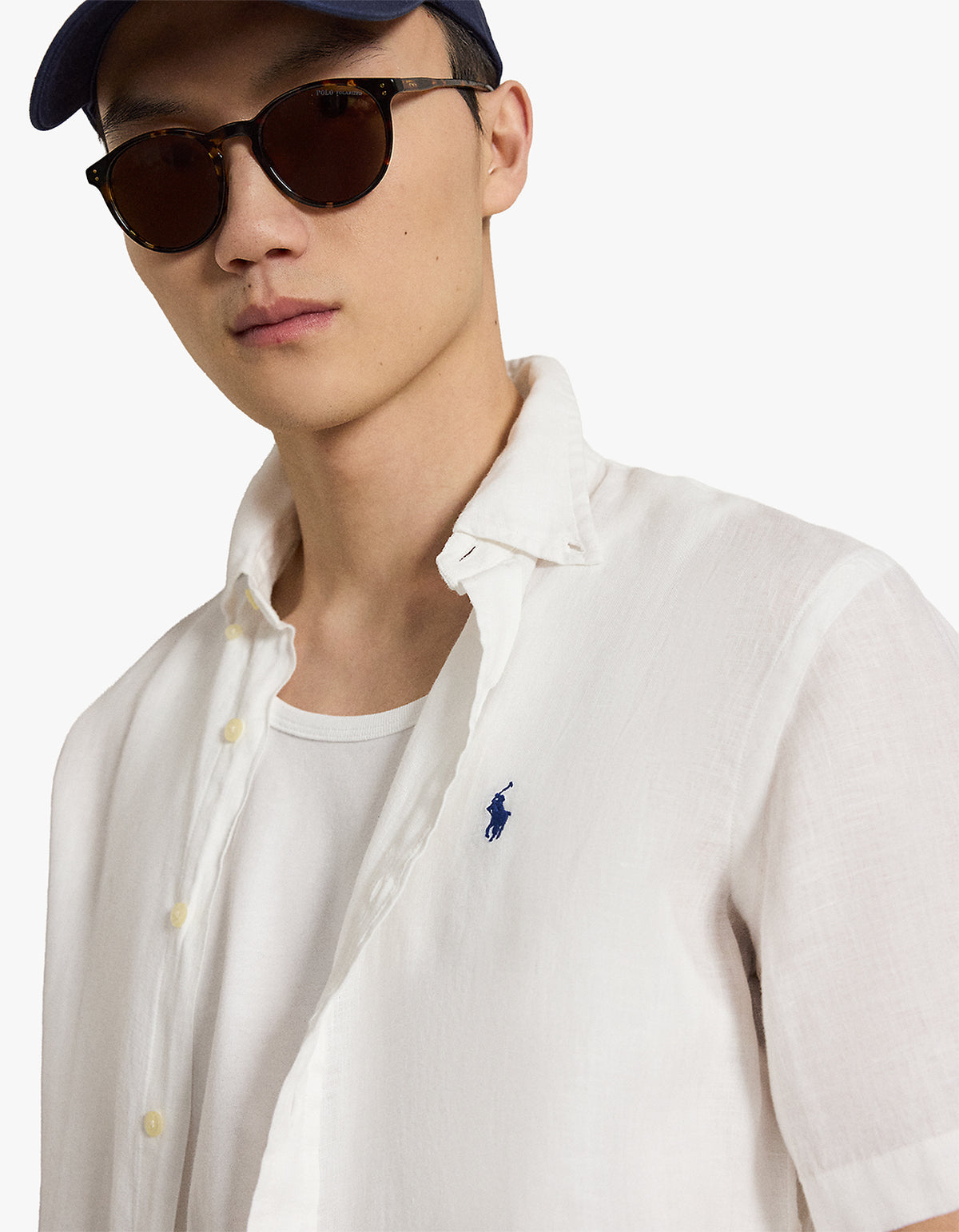 Custom Fit Linen Short Sleeve Shirt - White