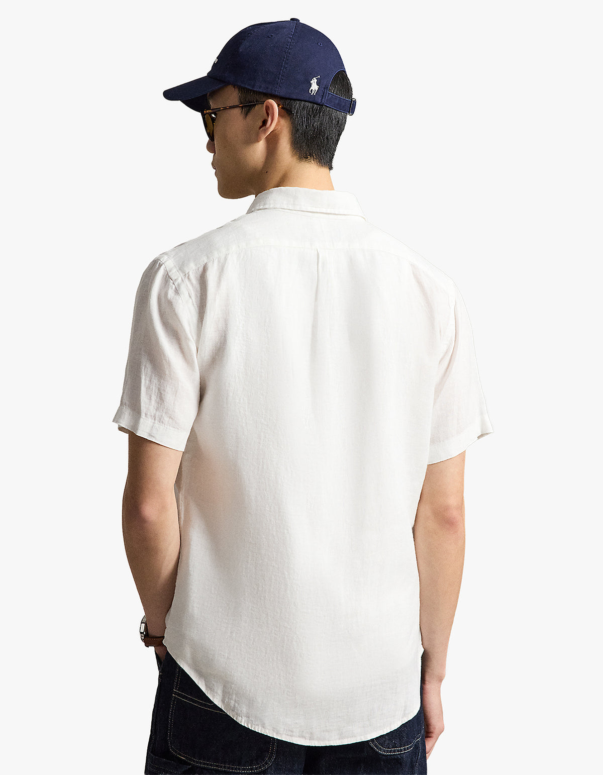 Custom Fit Linen Short Sleeve Shirt - White