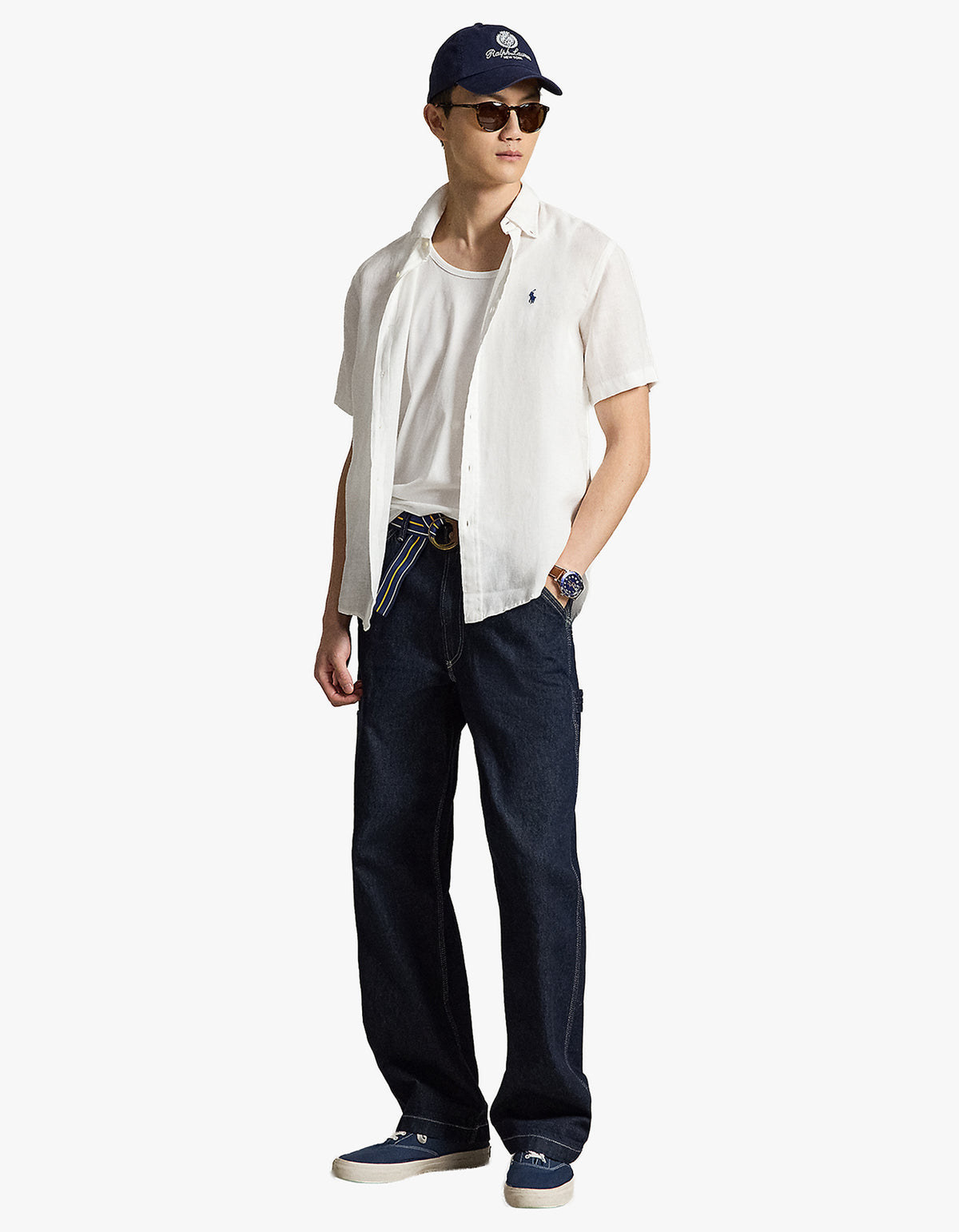 Custom Fit Linen Short Sleeve Shirt - White
