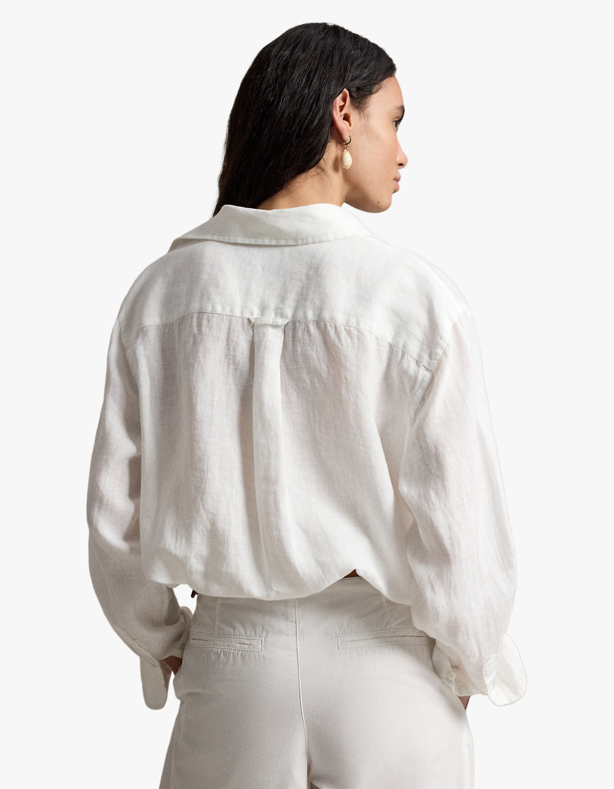 Oversize Fit Big Pony Linen Shirt - Classic Oxford White