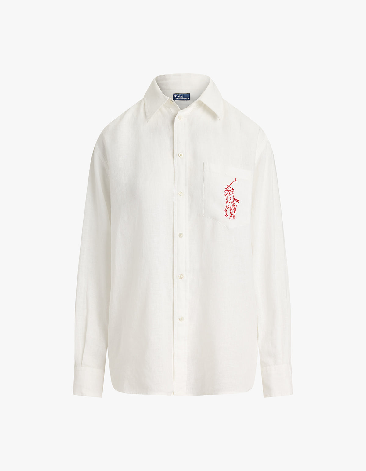 Oversize Fit Big Pony Linen Shirt - Classic Oxford White