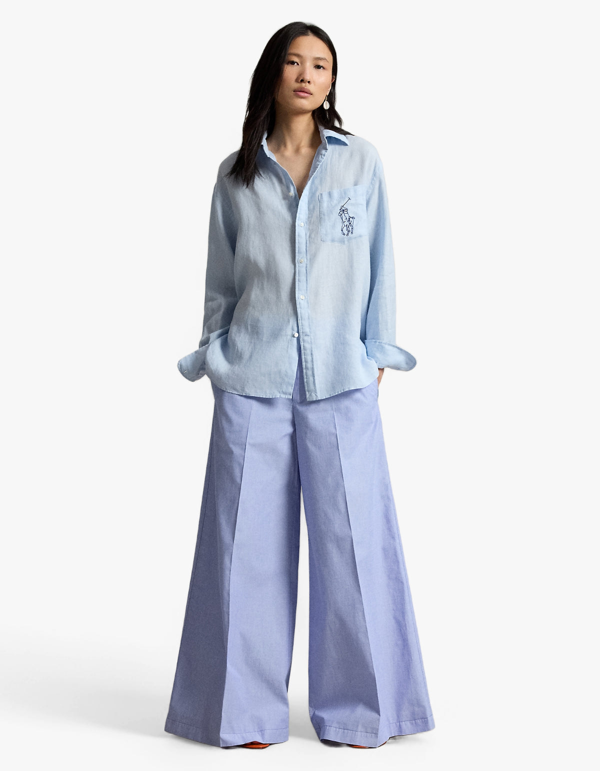 Oversize Fit Big Pony Linen Shirt - Cold Springs