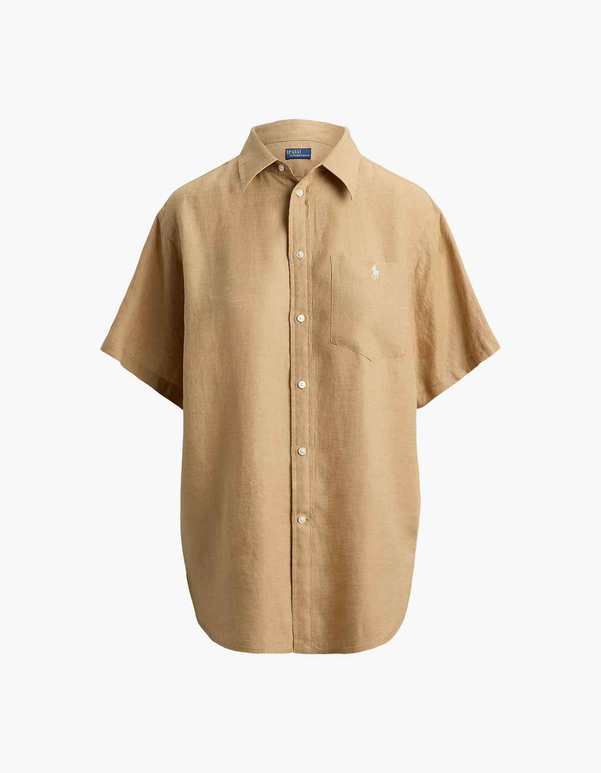 Oversize Fit Linen Short-Sleeve Shirt - Classic Camel