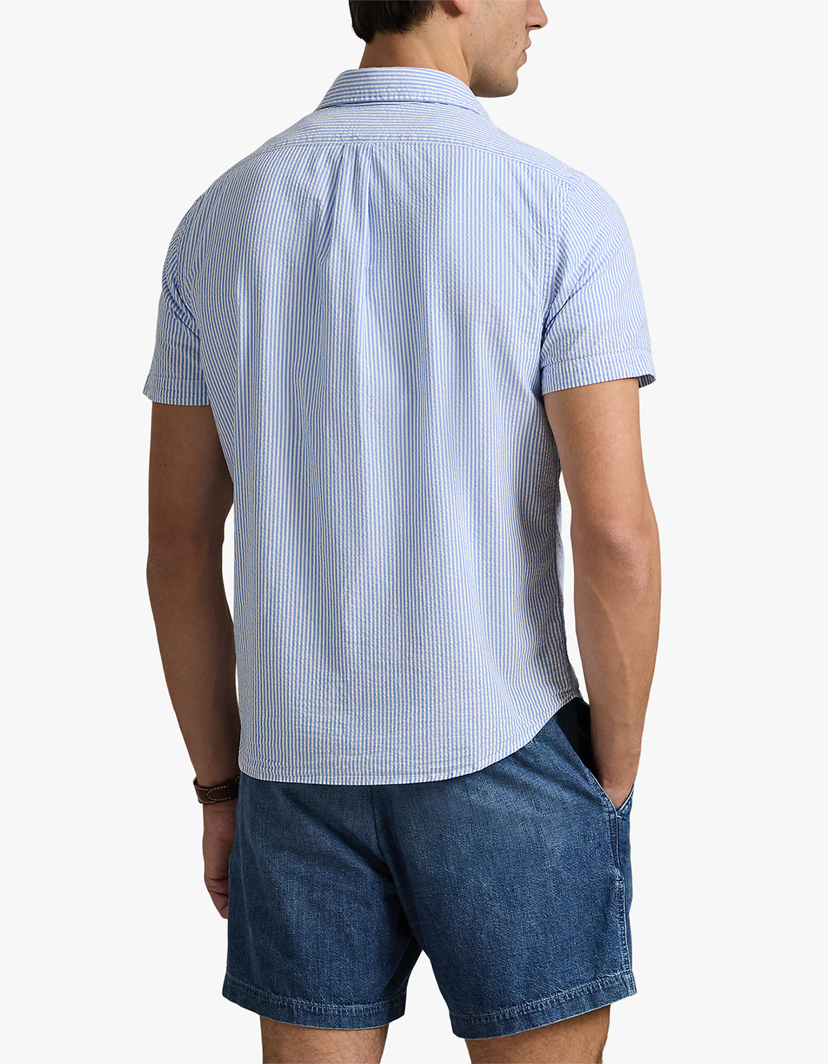 RL Prepster Custom Fit Seersucker Shirt - 2604A Blue/White