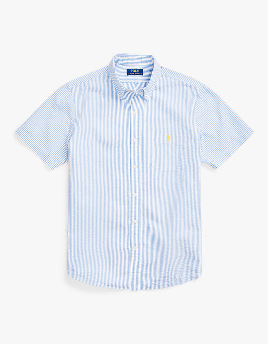 RL Prepster Custom Fit Seersucker Shirt - 2604A Blue/White
