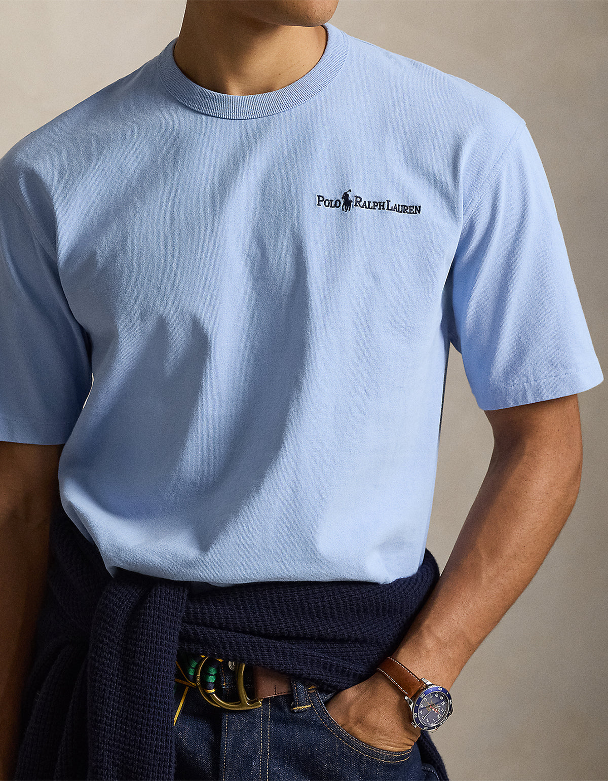 Relaxed Fit Logo Jersey T Shirt - Chambray Blue