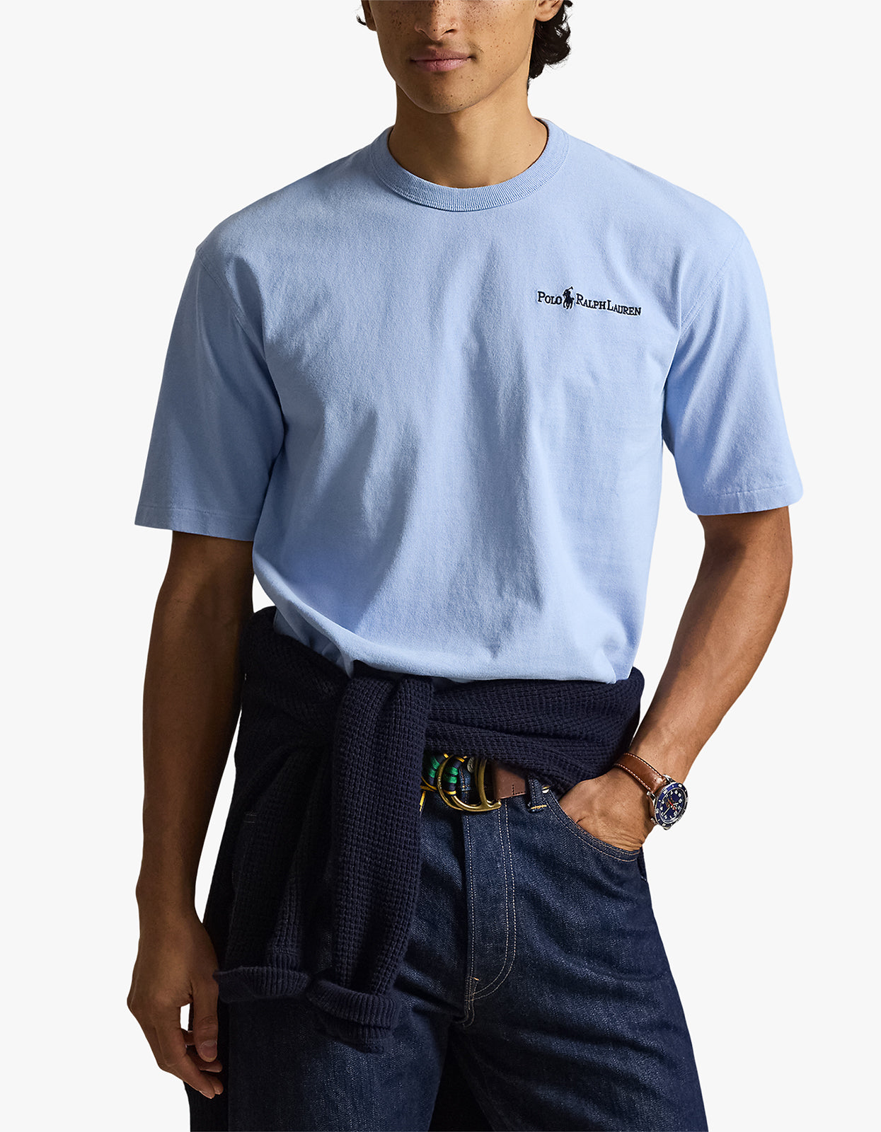 Relaxed Fit Logo Jersey T Shirt - Chambray Blue