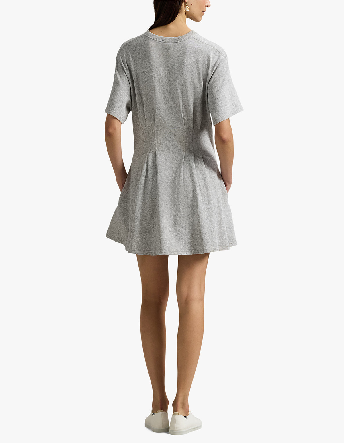 Shaped Cotton Jersey Tee Dress - Cobblestone Heather
