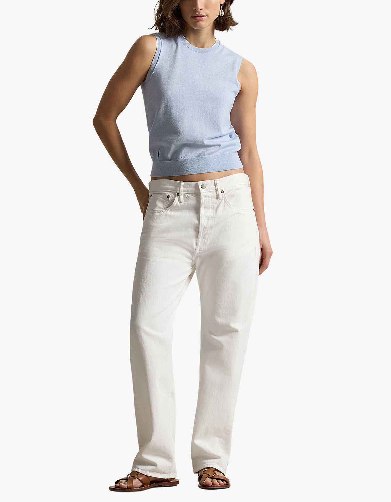 Sleeveless Crewneck Sweater - Stone Blue Heather