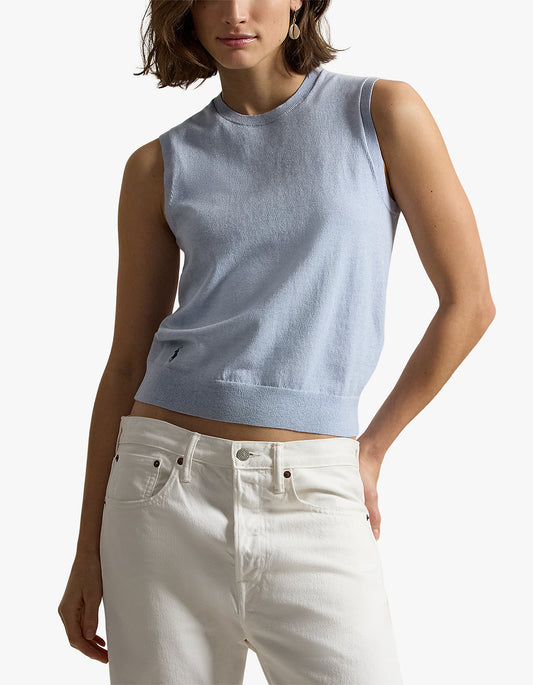 Sleeveless Crewneck Sweater - Stone Blue Heather