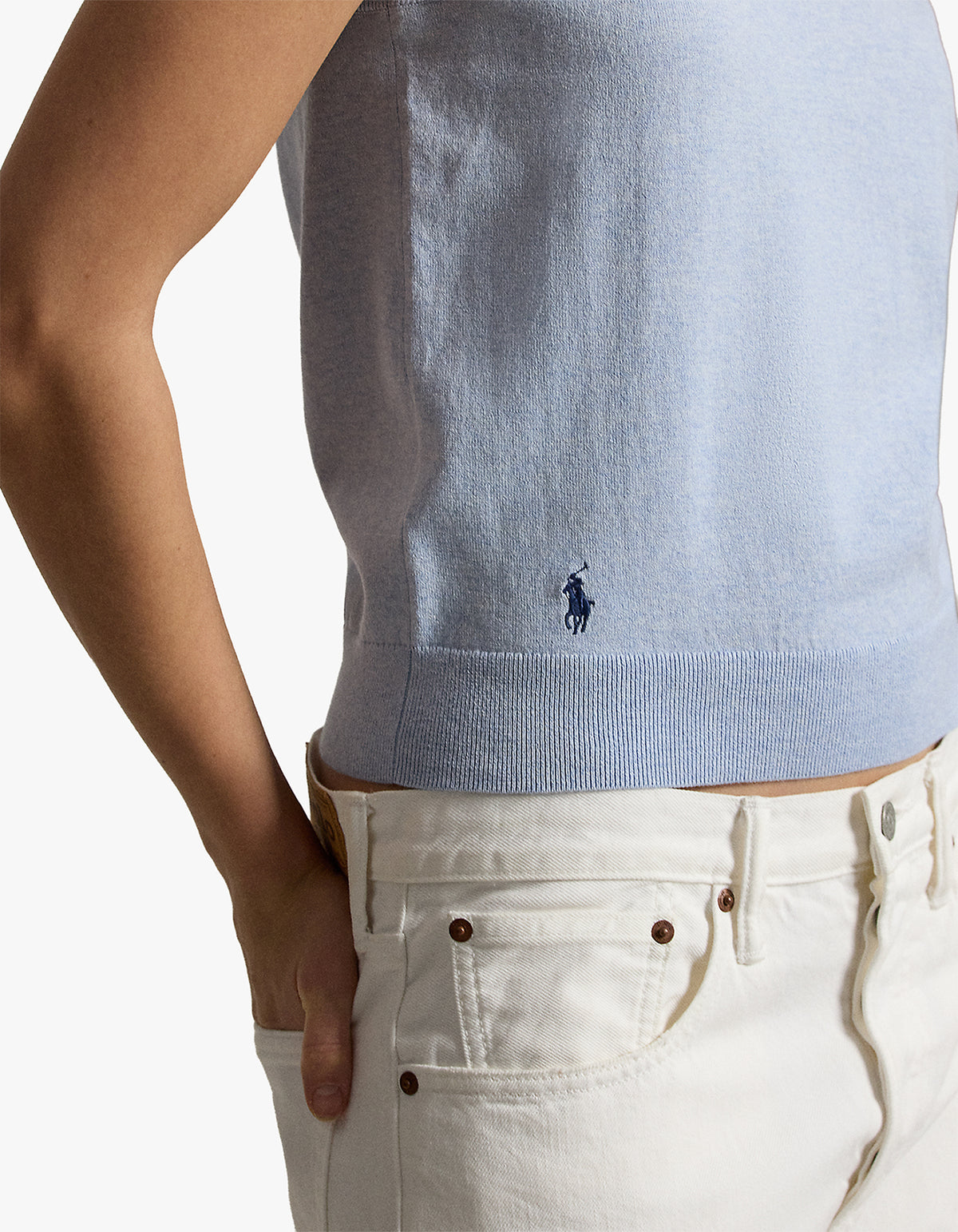 Sleeveless Crewneck Sweater - Stone Blue Heather