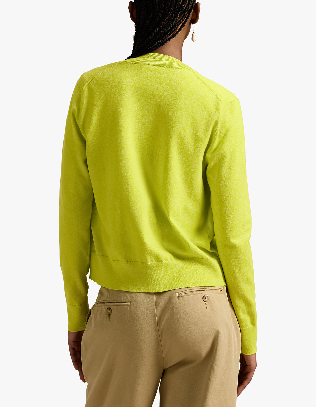 Stretch Cotton-Blend Crewneck Cardigan - Peridot Green