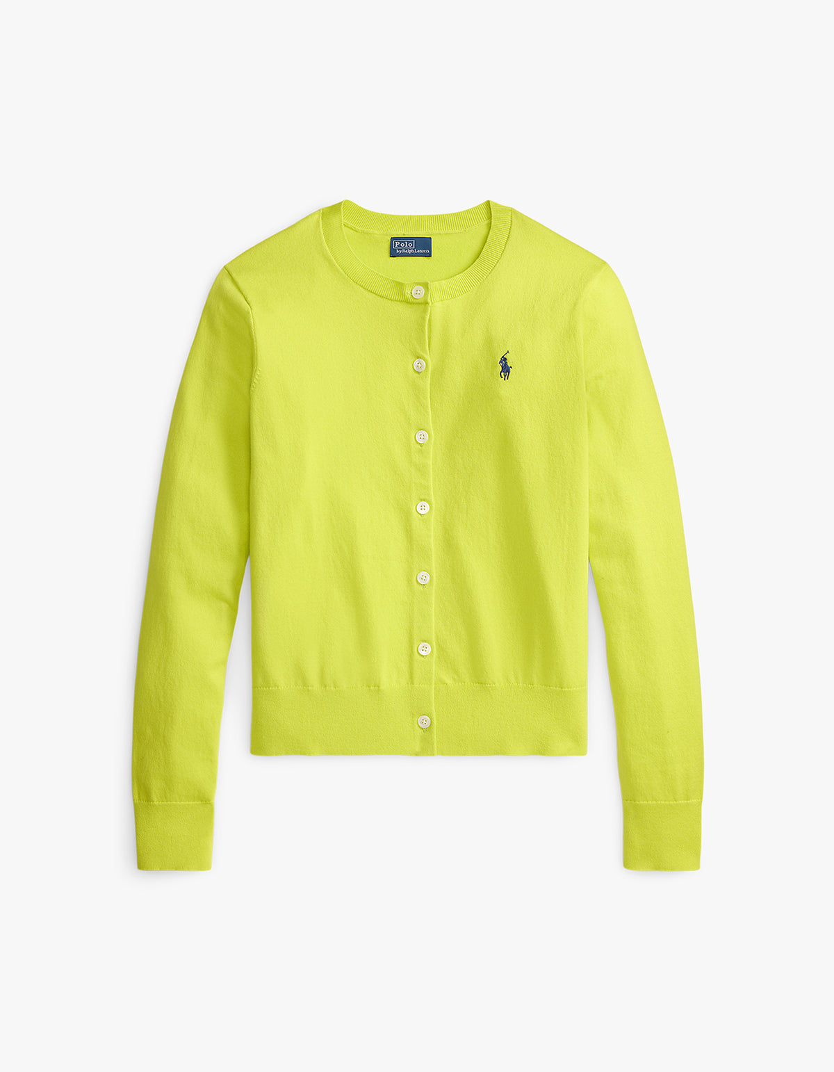 Stretch Cotton-Blend Crewneck Cardigan - Peridot Green