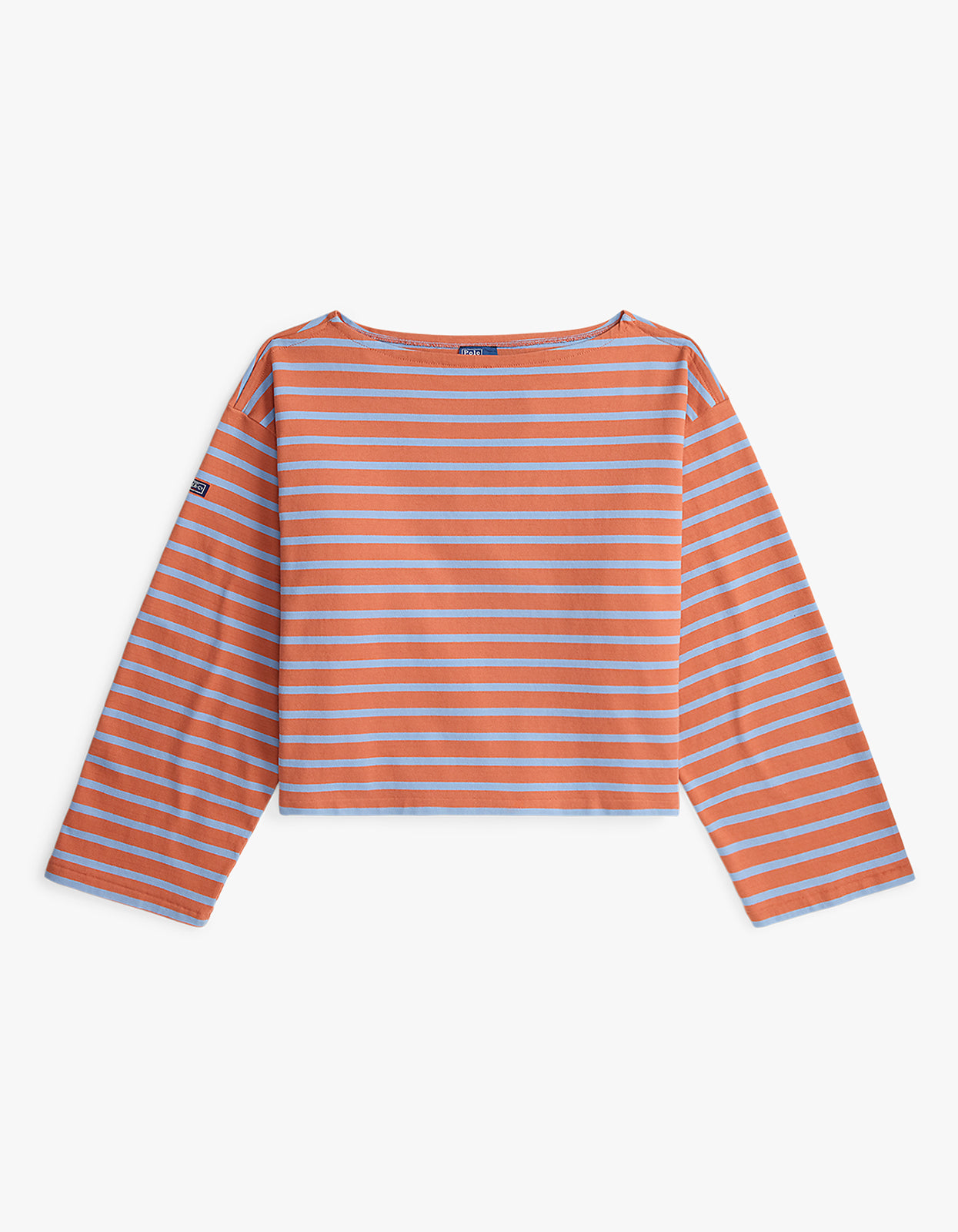Striped Boatneck Mariner Tee - Rust/Channel Blue