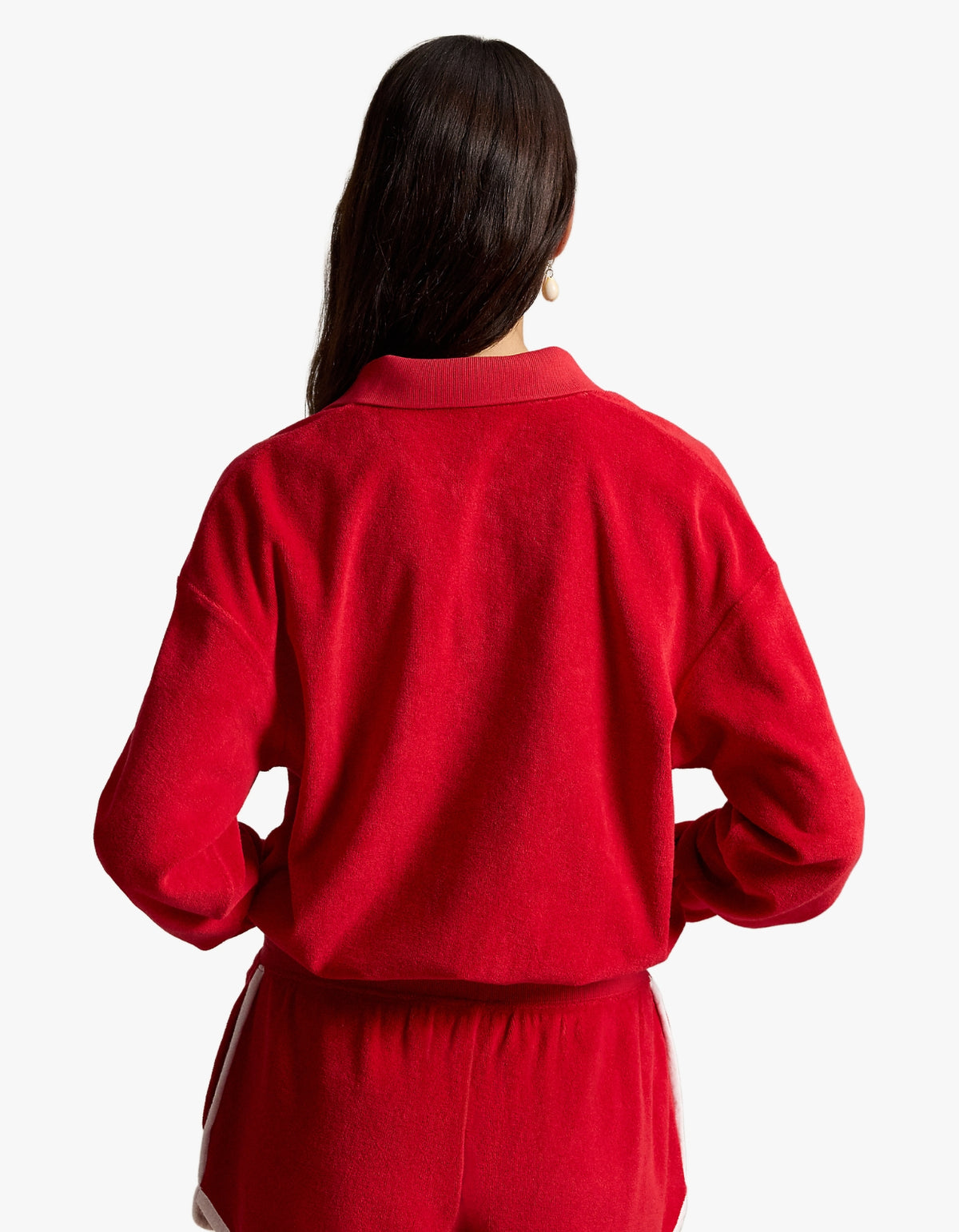 Terry Long-Sleeve Polo Shirt - Cruise Red