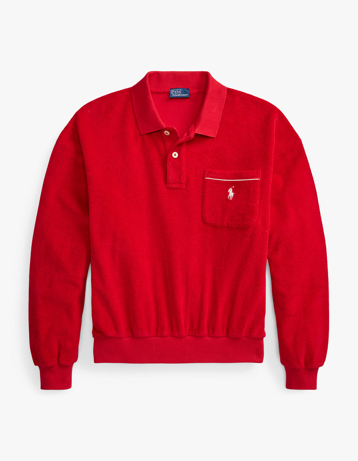Terry Long-Sleeve Polo Shirt - Cruise Red