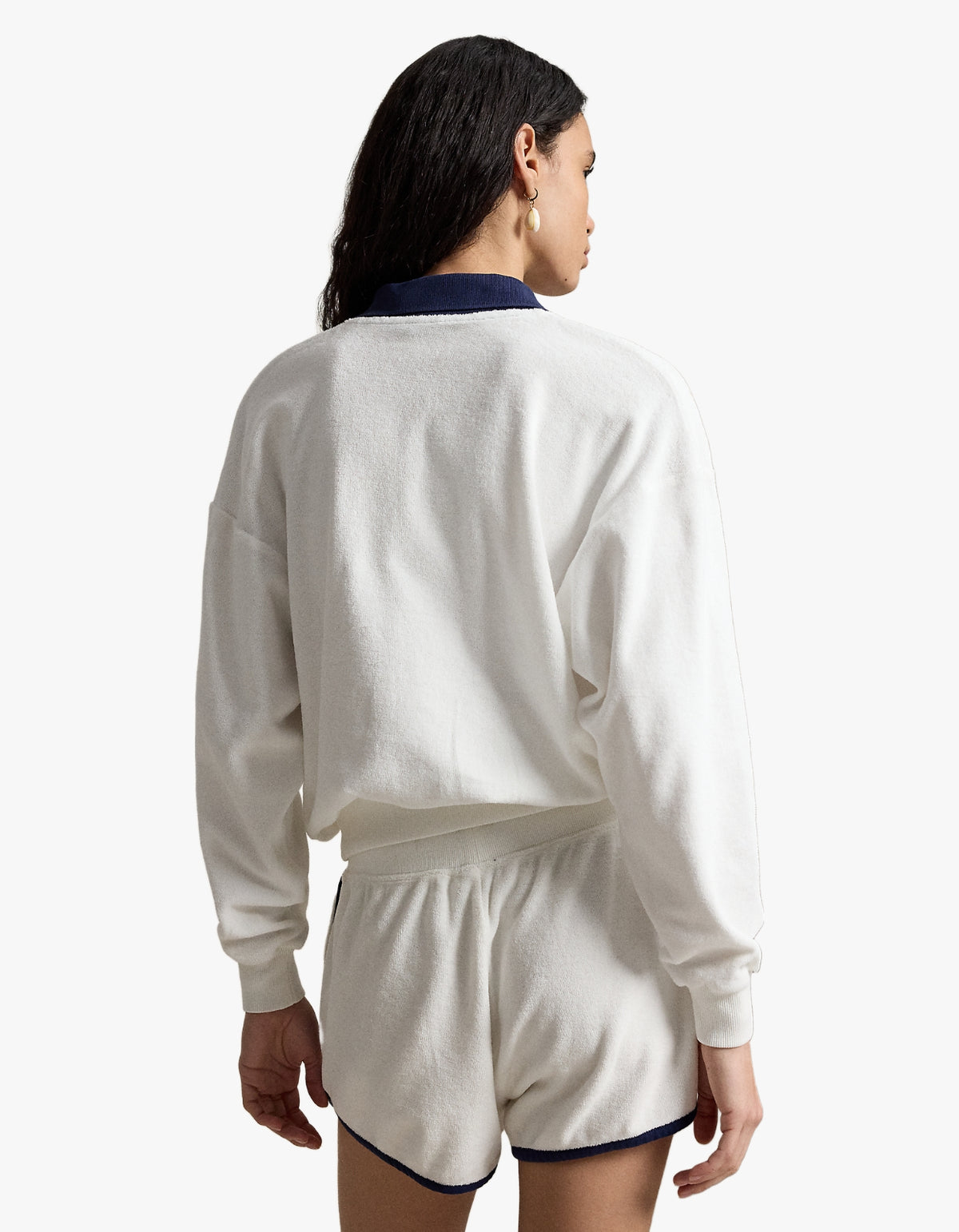 Terry Long-Sleeve Polo Shirt - White