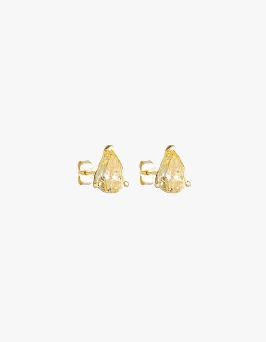 Pear Studs 2Ct Canary - Gold