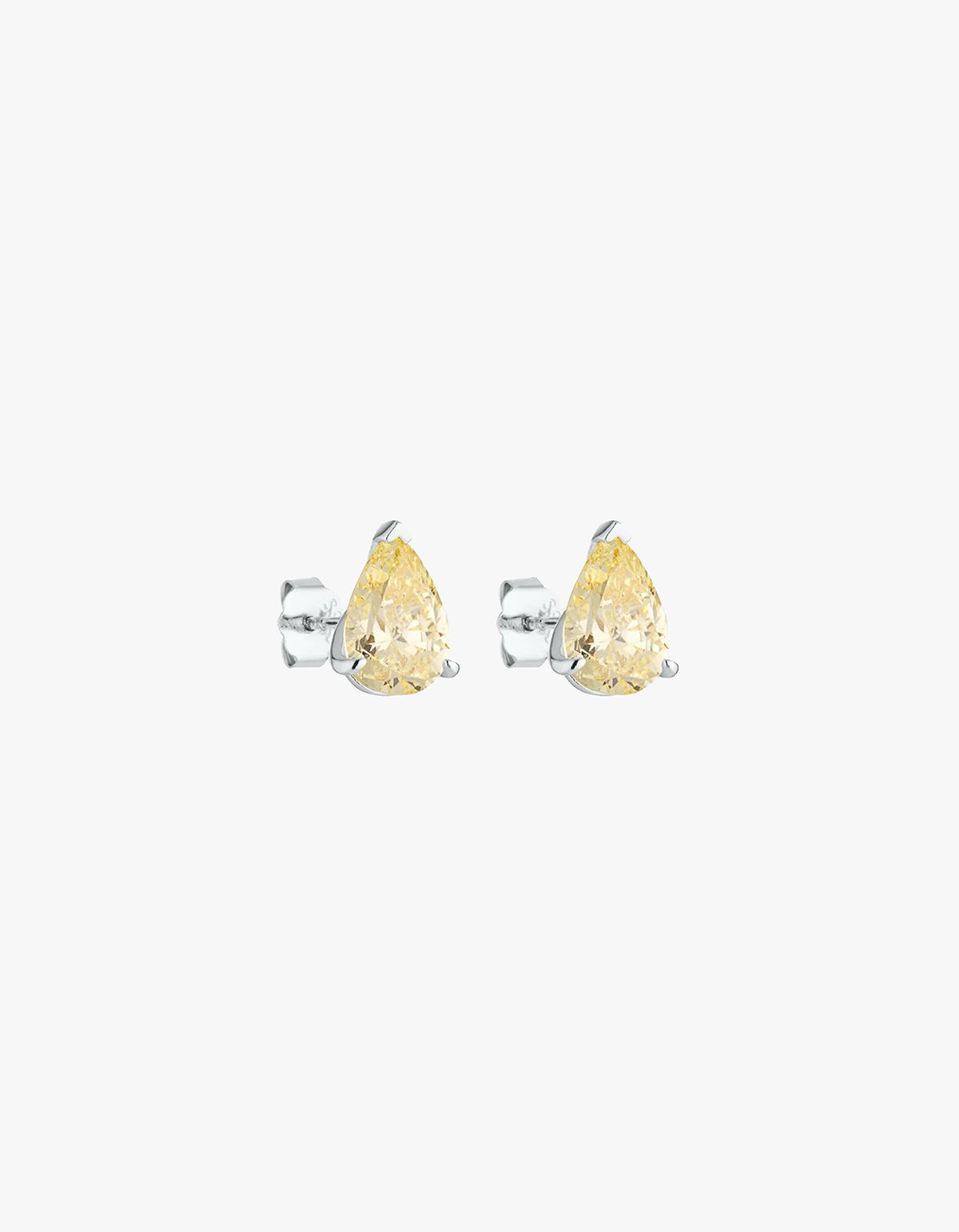 Pear Studs 2Ct Canary - Silver