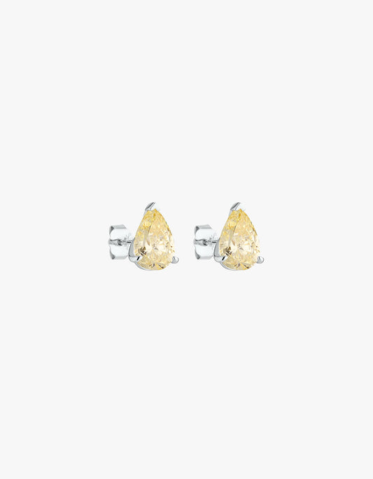 Pear Studs 2Ct Canary - Silver