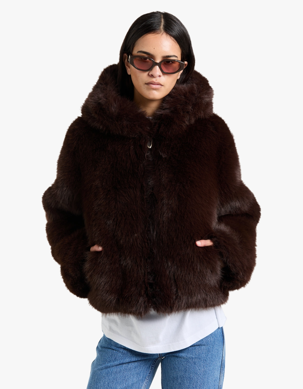 Foxy Faux Fur Jacket - Brown
