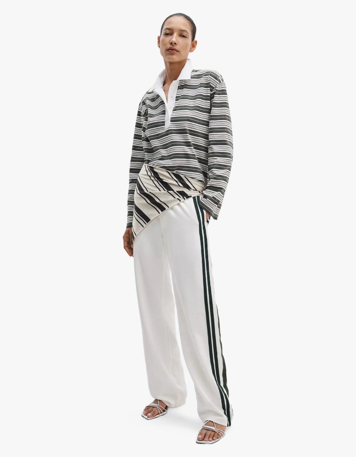 Kelly Stripe Polo L/S - Green Mutli