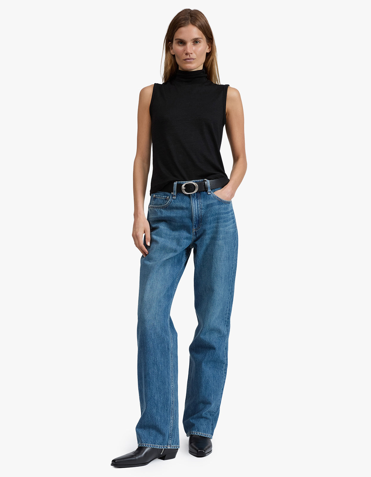 The Knit T-Neck Tank - Black