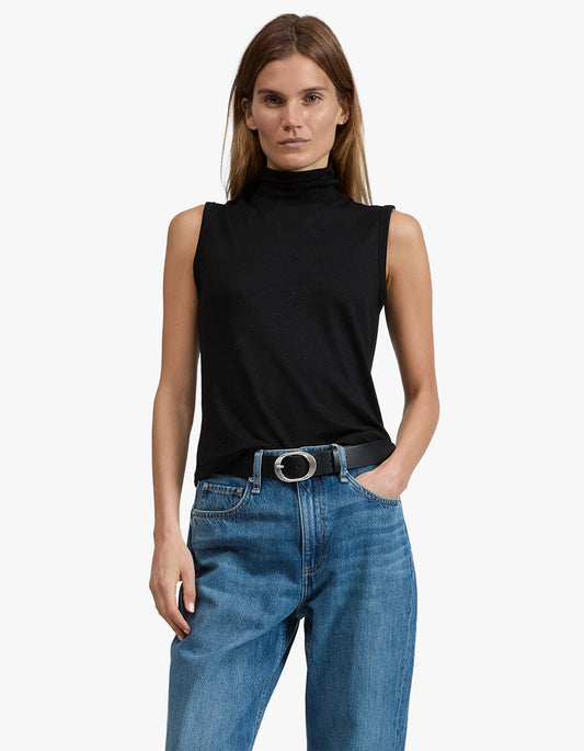 The Knit Tneck Tank - Black