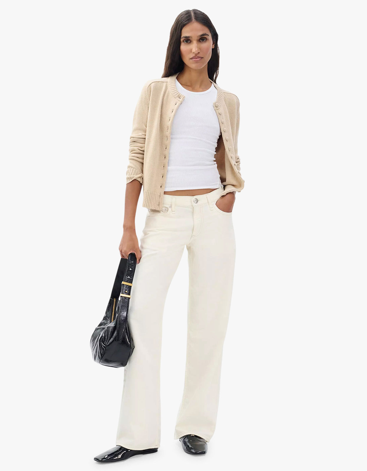 Saige Relaxed Straight Jeans - Ecru