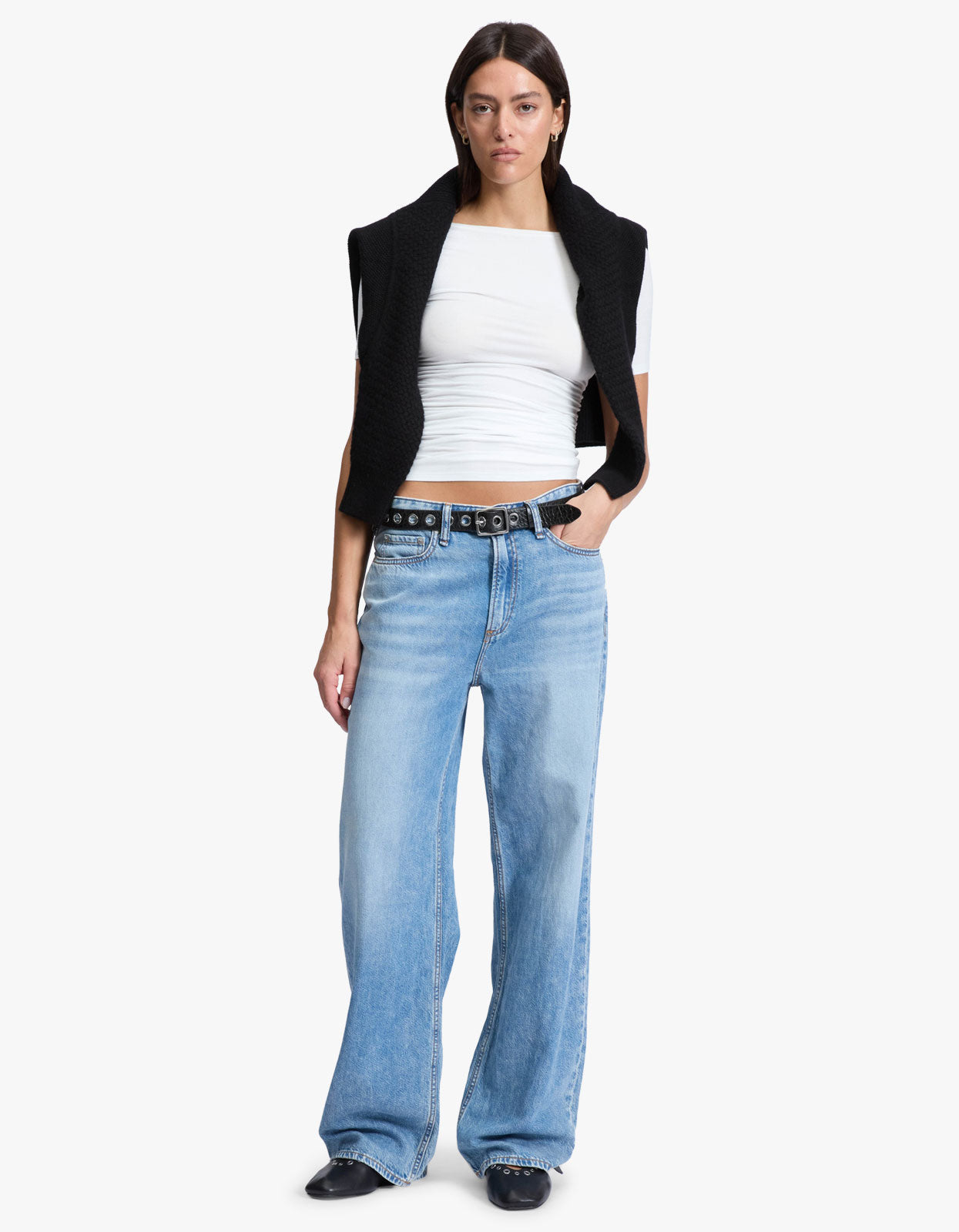 Luca Shirred Shortsleeve Tee - White