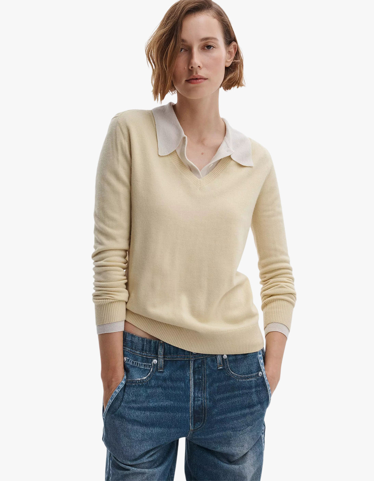 Anne Wool Polo Sweater - Butter