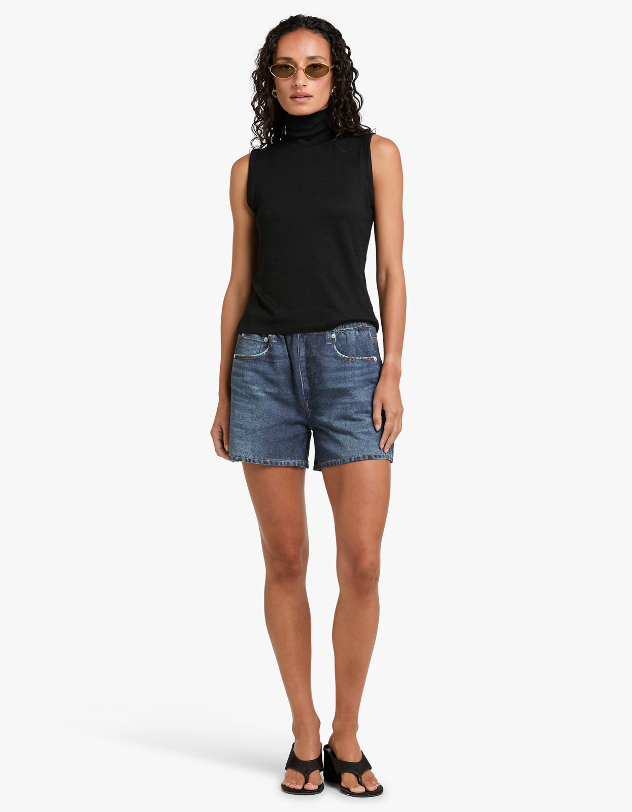 The Knit T-Neck Tank - Black